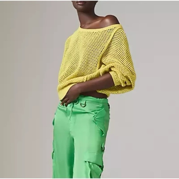 Pilcro Open-Stitch Crew-Neck Sweater, Yellow, Size XS - Picture 2 of 10